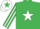 Silk - EMERALD GREEN, white star, striped sleeves, white cap, emerald green star