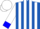 Silk - Royal blue and white stripes, blue cuffs on white sleeves, blue and white cap