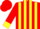 Silk - Red and yellow stripes, yellow cuffs on red sleeves