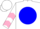 Silk - White, Pink 'BF' on Blue disc, Pink Chevrons on Sleeves, White Cap