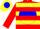 Silk - Red, yellow hoops, yellow 'W' on blue disc on back, red c