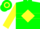 Silk - Hunter Green, Yellow Diamond Hoop, Yellow Sleeves, Green Ho