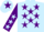 Silk - Light Blue, Purple stars, Purple sleeves, Light Blue stars, Light Blue cap, Purple star