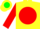Silk - Yellow, Green Leaves on Red disc, Red Sleeves