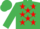 Silk - EMERALD GREEN, red stars, emerald green cap