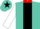 Silk - Turquoise, Black Panel, Red Collar, White Sleeves, Red Star