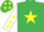 Silk - EMERALD GREEN, yellow star, white sleeves, yellow stars, emerald green cap, yellow stars