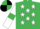 Silk - Emerald Green, White stars, White sleeves, Emerald Green armlets, Emerald Green and Black quartered cap