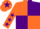 Silk - Orange and Purple Quartered, Orange sleeves, Purple stars and star on cap