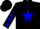 Silk - Black, blue star on back, blue stars on sleeves, blue and black