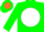 Silk - GREEN & ORANGE, Green Shamrock on White disc, Green and Orange Bars on White S