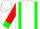 Silk - White, Green Braces, Green Bars and Cuffs on Red Sleeves, Red
