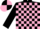 Silk - Black and Pink check, Black sleeves, quartered cap