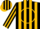 Silk - Black, gold circle horse emblem on back, gold braces, gold stripes