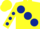 Silk - Yellow, large dark blue spots, yellow sleeves, dark blue spots