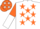 Silk - White, Orange Stars, Orange and White Halved Sleeves, Orange and