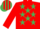 Silk - RED, emerald green stars, red sleeves, striped cap
