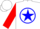 Silk - White, red 'A' in blue star circle on back, red cuffs on sleeves, whi