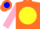 Silk - Fluorescent orange, blue 'JT' on yellow disc onback, fluorescent pink sle