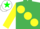 Silk - EMERALD GREEN, large yellow spots, yellow sleeves, white cap, em. green star