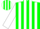 Silk - Green, white stripes on sleeves, M in white shamrock on back,  white c