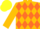 Silk - Gold, orange diamonds front & back, yellow cap
