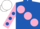 Silk - ROYAL BLUE, large pink spots, pink sleeves, royal blue spots, white cap