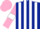 Silk - Dark Blue and White stripes, Pink sleeves, White armlets, Pink cap