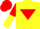 Silk - Yellow, Red inverted triangle, Red and Yellow halved sleeves, Red cap