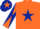Silk - ORANGE, dark blue star, diabolo on sleeves, dark blue cap, orange star