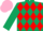 Silk - DARK GREEN & RED DIAMONDS, dark green sleeves, pink cap