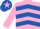 Silk - PINK & ROYAL BLUE CHEVRONS, pink sleeves, royal blue cap, pink star
