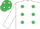 Silk - WHITE, emerald green spots, white sleeves, emerald green cap, white spots