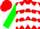 Silk - Red, and White Diamonds, White Chevrons on Green Sleeves