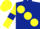 Silk - Dark Blue, large Yellow spots, Yellow sleeves, Dark Blue armlets, Yellow cap