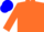 Silk - Orange, blue trim, blue rocking M on back, matching cap