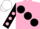 Silk - Pink, large Black spots, Black sleeves, Pink spots, White cap