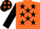 Silk - Orange, Black stars and sleeves, Black cap, Orange stars