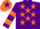 Silk - Purple, Orange stars, hooped sleeves, Orange cap, Purple star