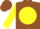 Silk - Brown, Brown 'W' in Yellow disc, Yellow Sleeves, Brown Cap