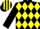 Silk - BLACK & YELLOW DIAMONDS, yellow armlet, striped cap