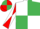 Silk - White and Emerald Green (quartered), Red and White diabolo on sleeves, Emerald Green and Red quartered cap