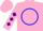 Silk - Pink, Purple 'L' In Blue Circle, Purple Diamonds on Sleeves, Pin