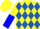 Silk - Yellow, Royal Blue Diamonds, Yellow and Blue Halved Sleeves, Yellow