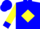 Silk - Blue, yellow diamond emblem on back, blue cuffs on yellow sleeves