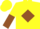 Silk - Yellow, Brown Diamond Frame, Yellow and Brown Halved Sleeves, Yellow Cap