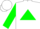 Silk - White, white 'T' in green triangle on back,  green sle