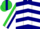 Silk - Navy blue, lime green and white chevrons, navy stripe on whit