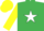 Silk - EMERALD GREEN, white star, yellow sleeves & cap