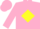 Silk - Pink, black ' T C ' on yellow diamond, yellow strip